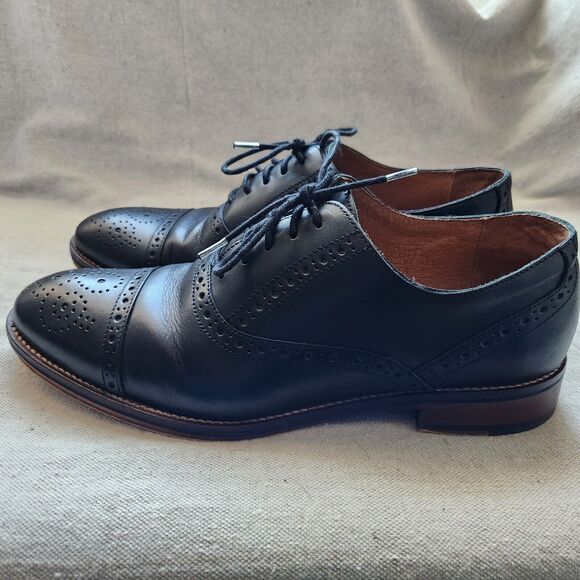 Johnston Murphy Oxford Shoes Mens 9.5 W Black Leather Conard Brogue Cap Toe main image 9